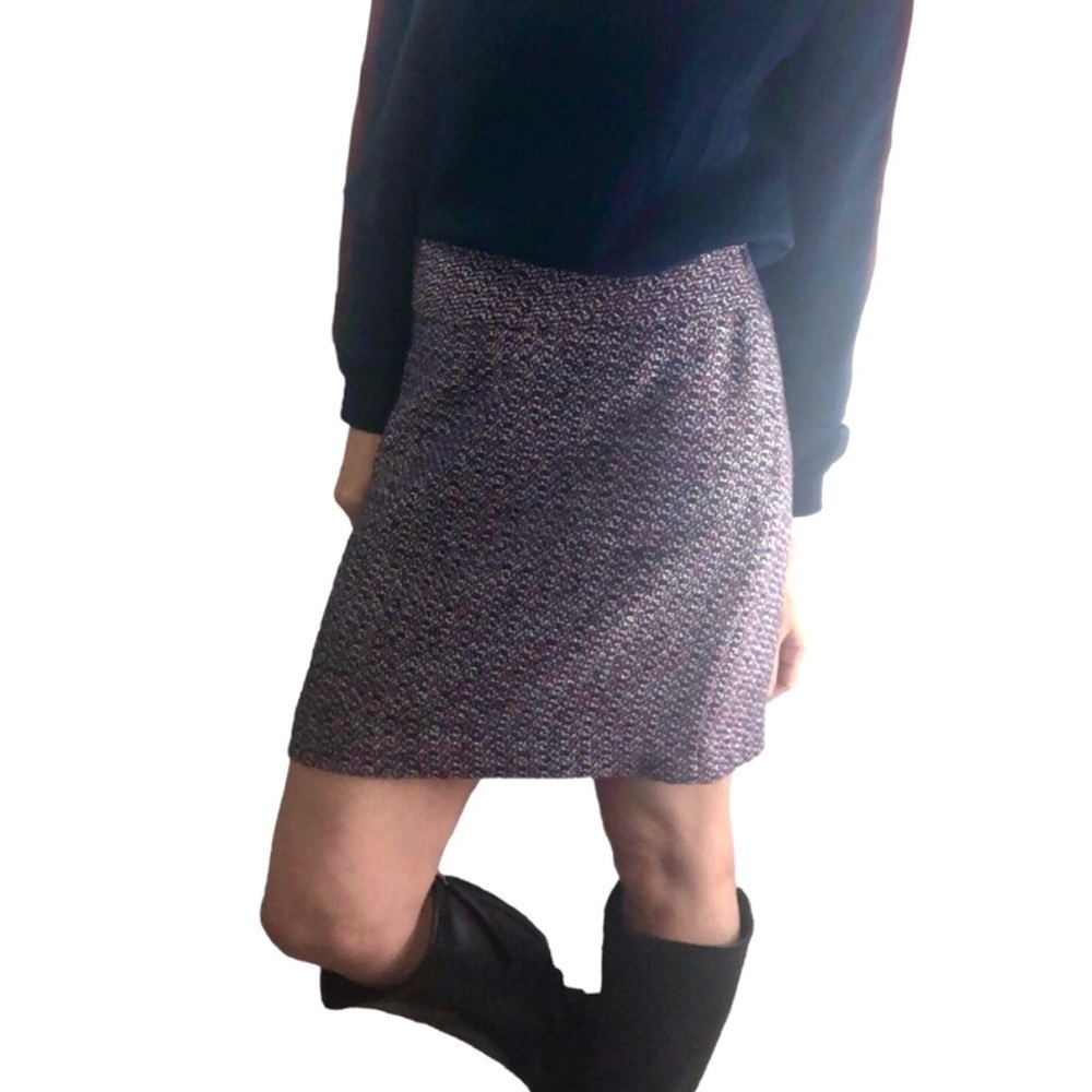 Loft Boucle Tweed Skirt Sz 2 Twee Preppy Academia Blue Pink Career A Line Mini